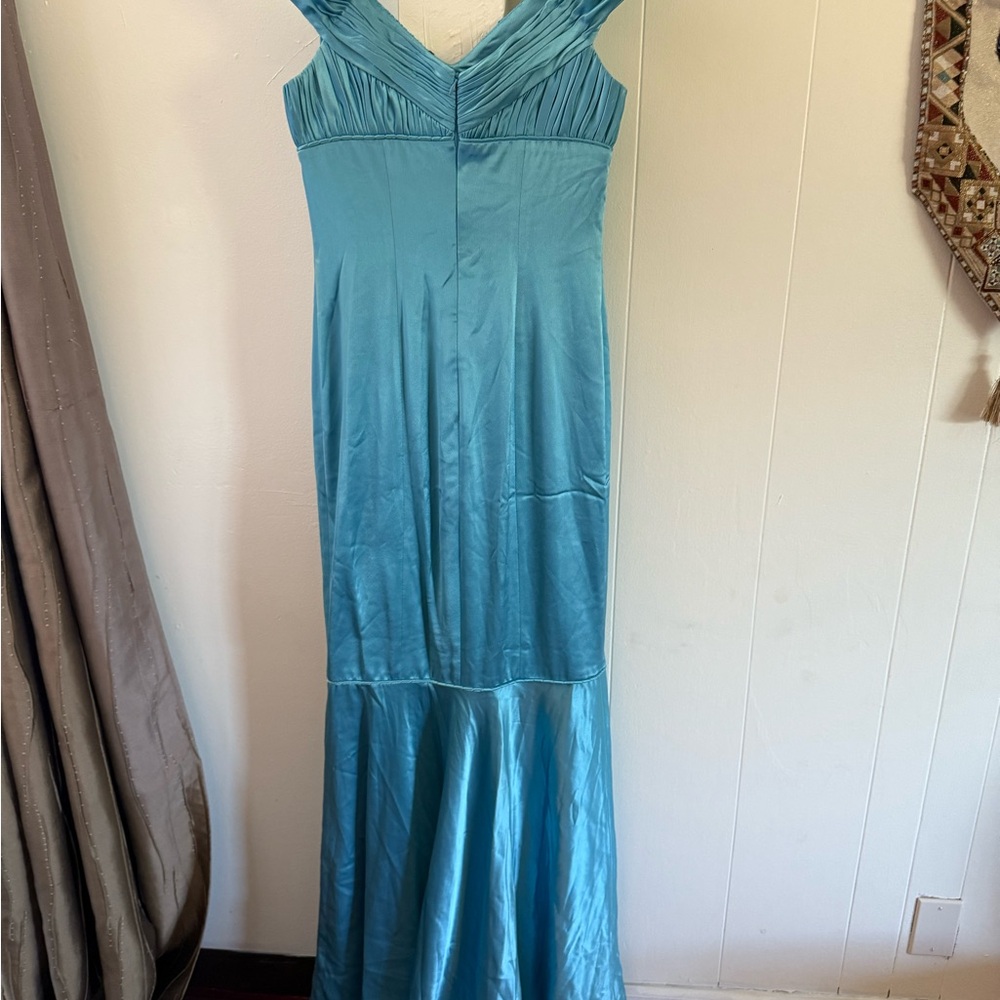 ABS Allen Schwartz Blue Sweetheart Tiered Maxi Dress